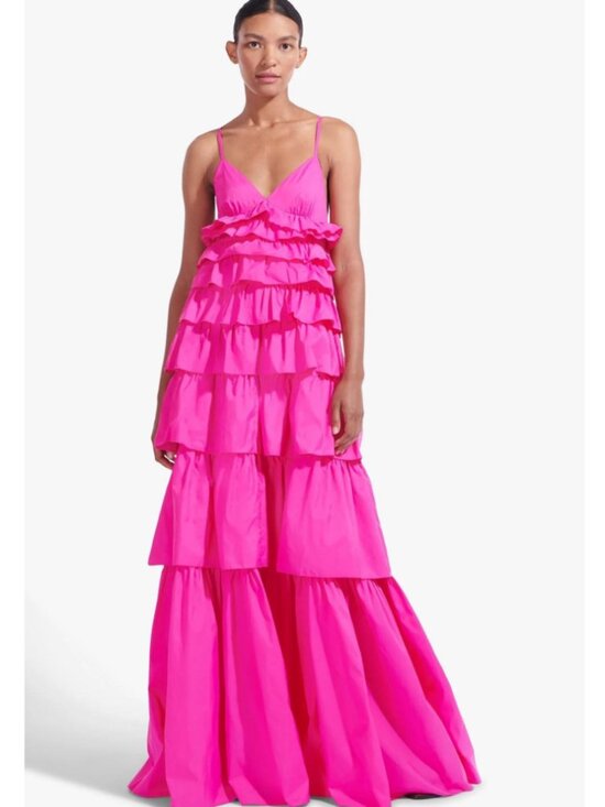 STAUD Dresses & Skirts - STAUD Rylie Dress - Bougainvillea Pink Maxi Tiered Long